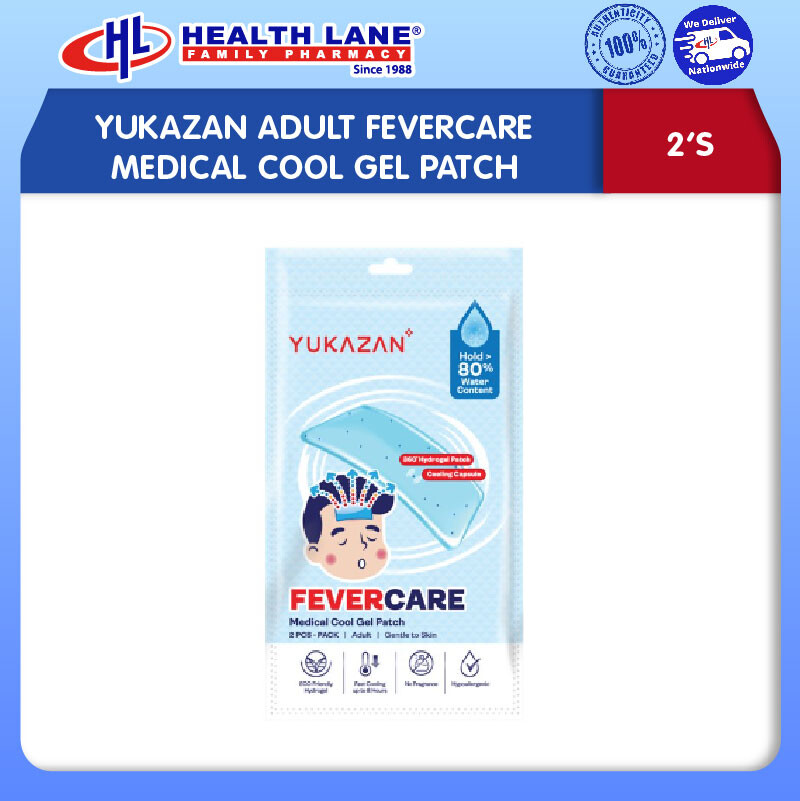 YUKAZAN ADULT FEVERCARE MEDICAL COOL GEL PATCH 2'S
